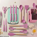 Set de Utensilios de Cocina Premium 19 Piezas | Silicona, Madera y Acero Inoxidable