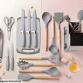 Set de Utensilios de Cocina Premium 19 Piezas | Silicona, Madera y Acero Inoxidable