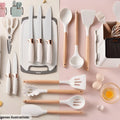 Set de Utensilios de Cocina Premium 19 Piezas | Silicona, Madera y Acero Inoxidable