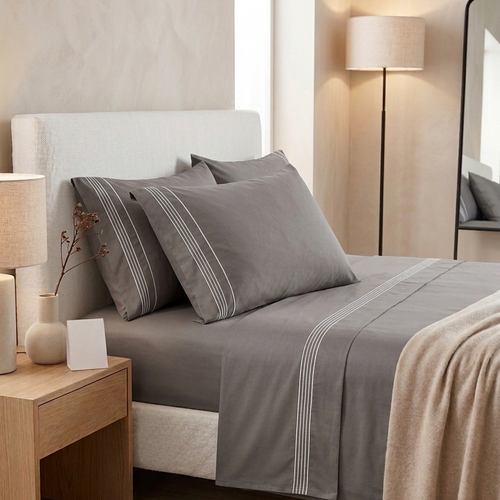 Juego de Sábanas Casa Lux Premium con Detalles Bordados – Colección Hotel Comfort (Set de 4 Piezas)