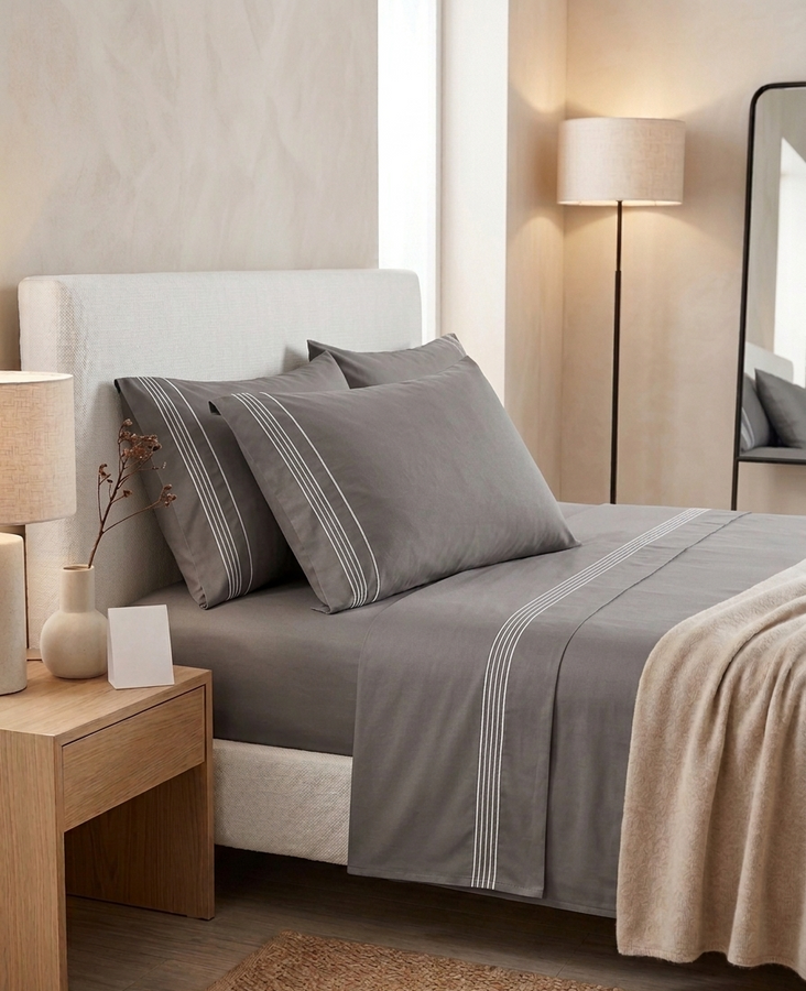Juego de Sábanas Casa Lux Premium con Detalles Bordados – Colección Hotel Comfort (Set de 4 Piezas)