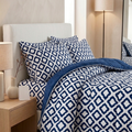 Set de Edrecolcha King Size Azul y Blanco – Cubrecama Ligero de 3 Piezas (228x248 cm)