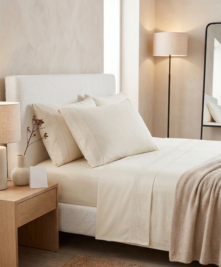 Juego de Sábanas Casa Lux Premium con Detalles Bordados – Colección Hotel Comfort (Set de 4 Piezas)