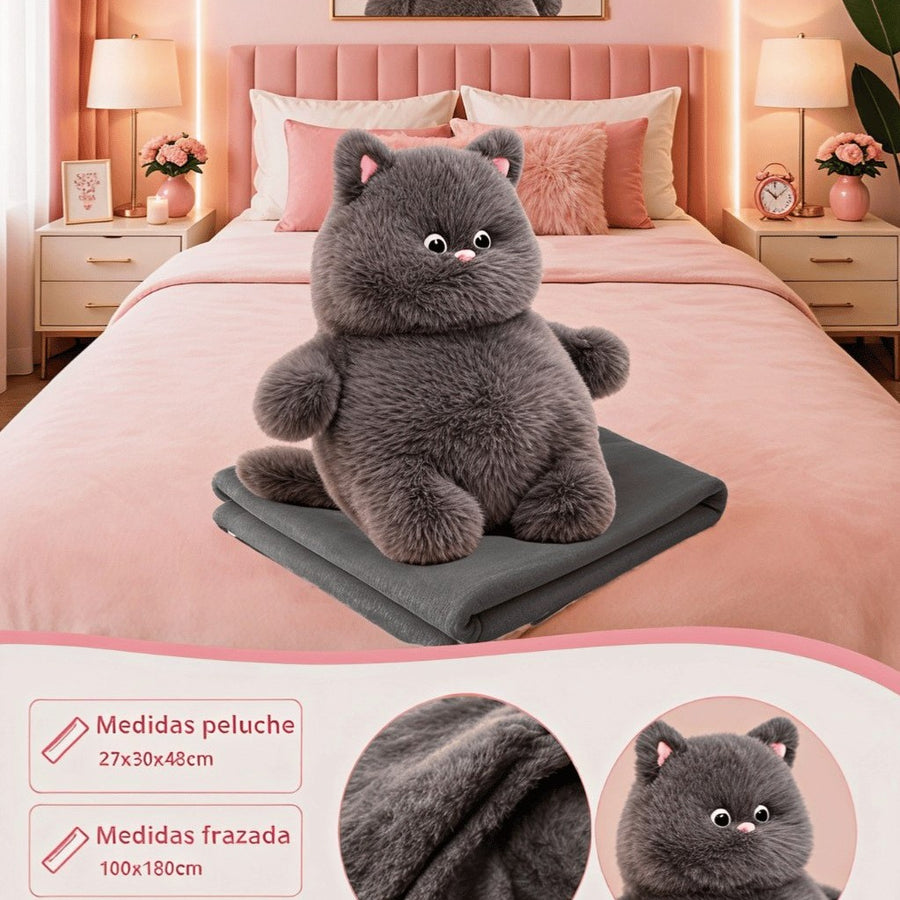 Peluche Almohada con Frazada Térmica 2 en 1 | Manta Suave de Poliéster (50x30 cm)