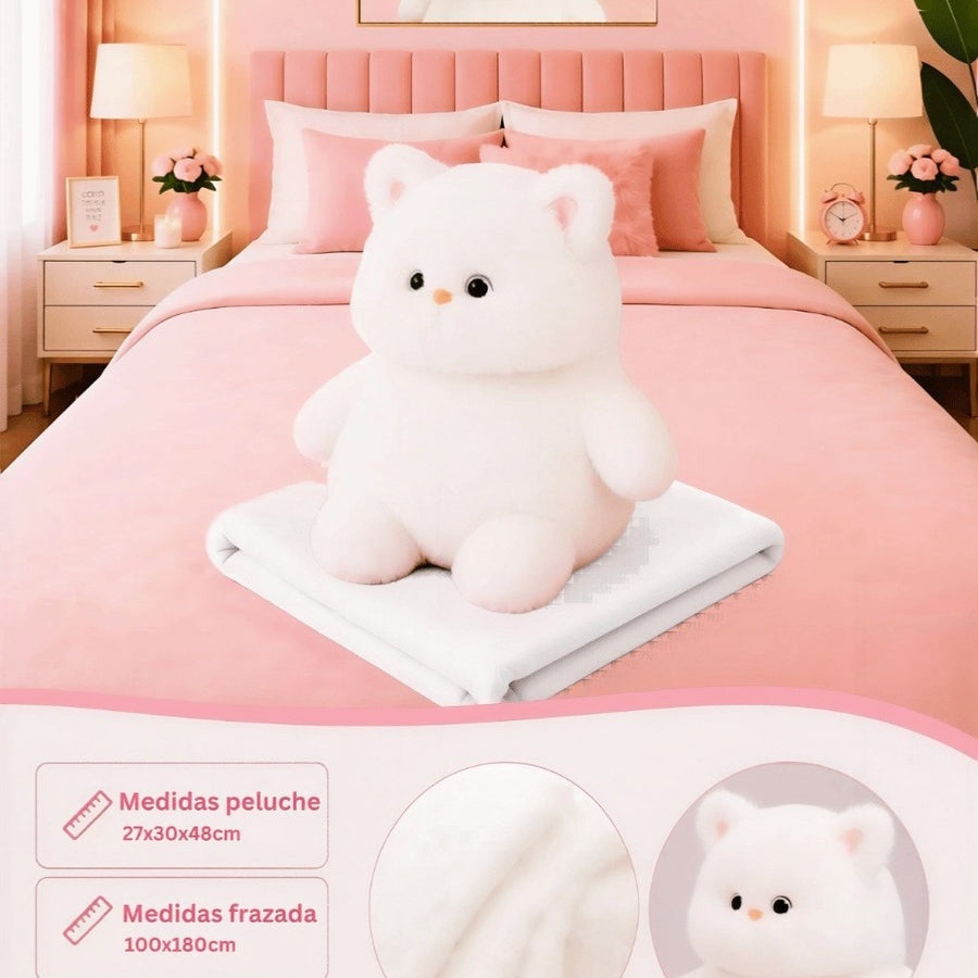 Peluche Almohada con Frazada Térmica 2 en 1 | Manta Suave de Poliéster (50x30 cm)