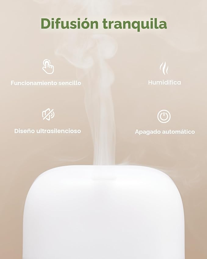 Difusor de Aceites Esenciales InnoGear – Humidificador Portátil USB-C de 150ml con Luces LED