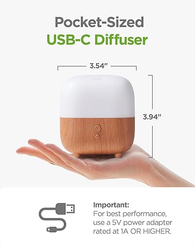 Difusor de Aceites Esenciales InnoGear – Humidificador Portátil USB-C de 150ml con Luces LED