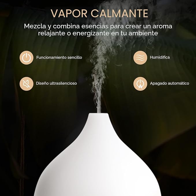 Difusor Ultrasónico Salking – Humidificador de Aromaterapia Estilo Madera con 8 Luces LED