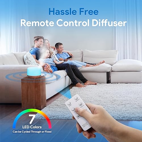 Difusor de Aromaterapia Asakuki 500ml – Humidificador Ultrasónico con Control Remoto y Temporizador