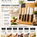 Juego de Cuchillos 6 Piezas con Tabla de Bambú | Acero Inoxidable